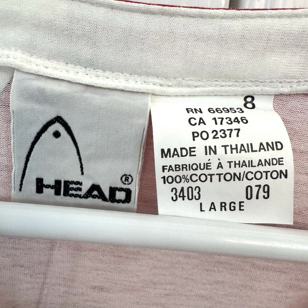 Vtg HEAD Tennis Boho T-Shirt Womens Large Cap Sleeve Graphic White Multicolor - Picture 4 of 7